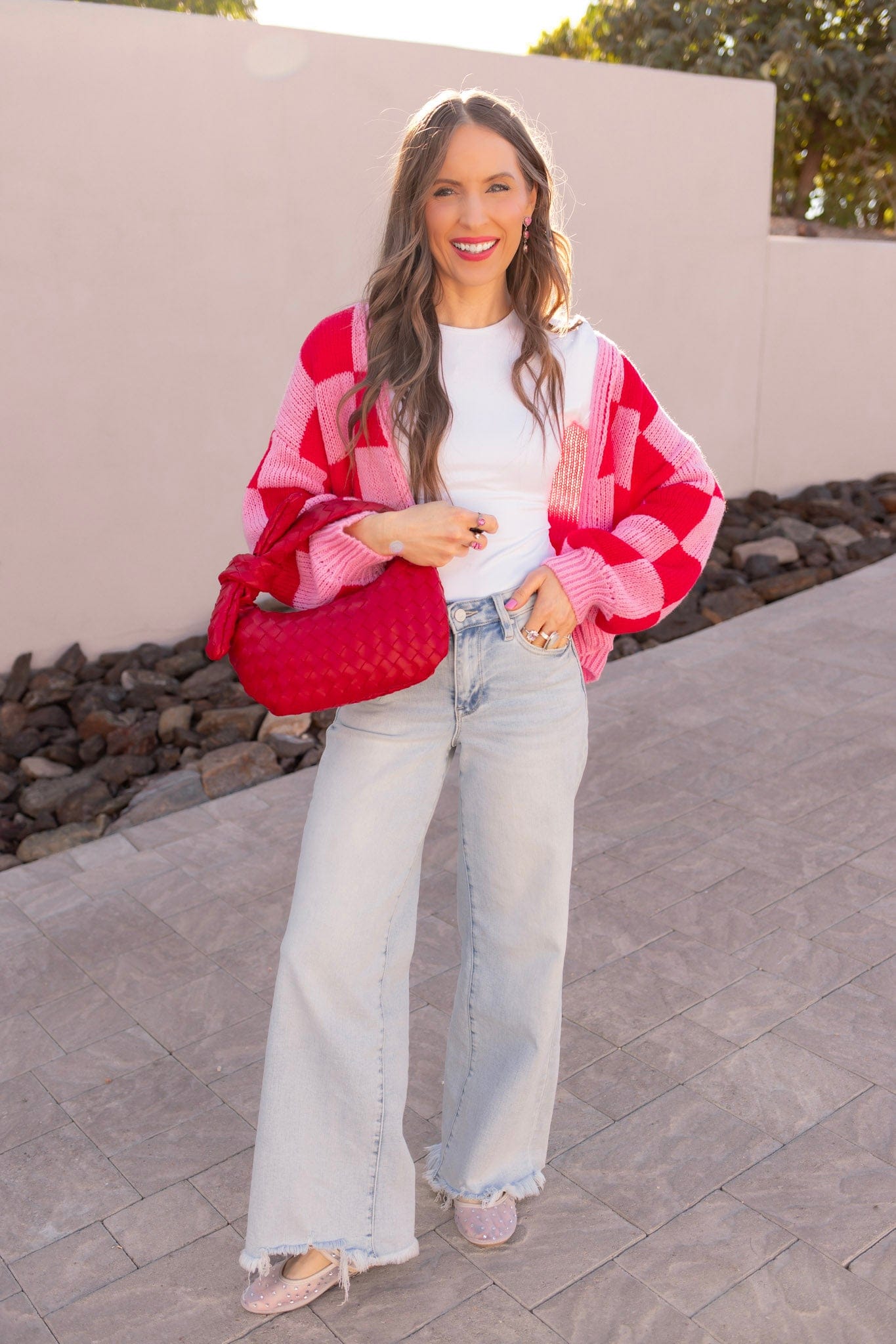 Cupid's Valentine Red & Pink Checker Cardigan
