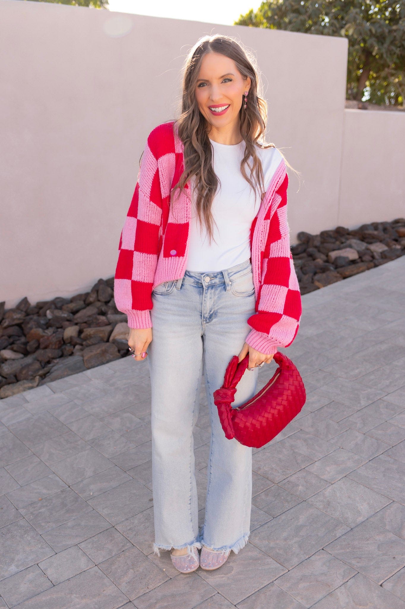 Cupid's Valentine Red & Pink Checker Cardigan