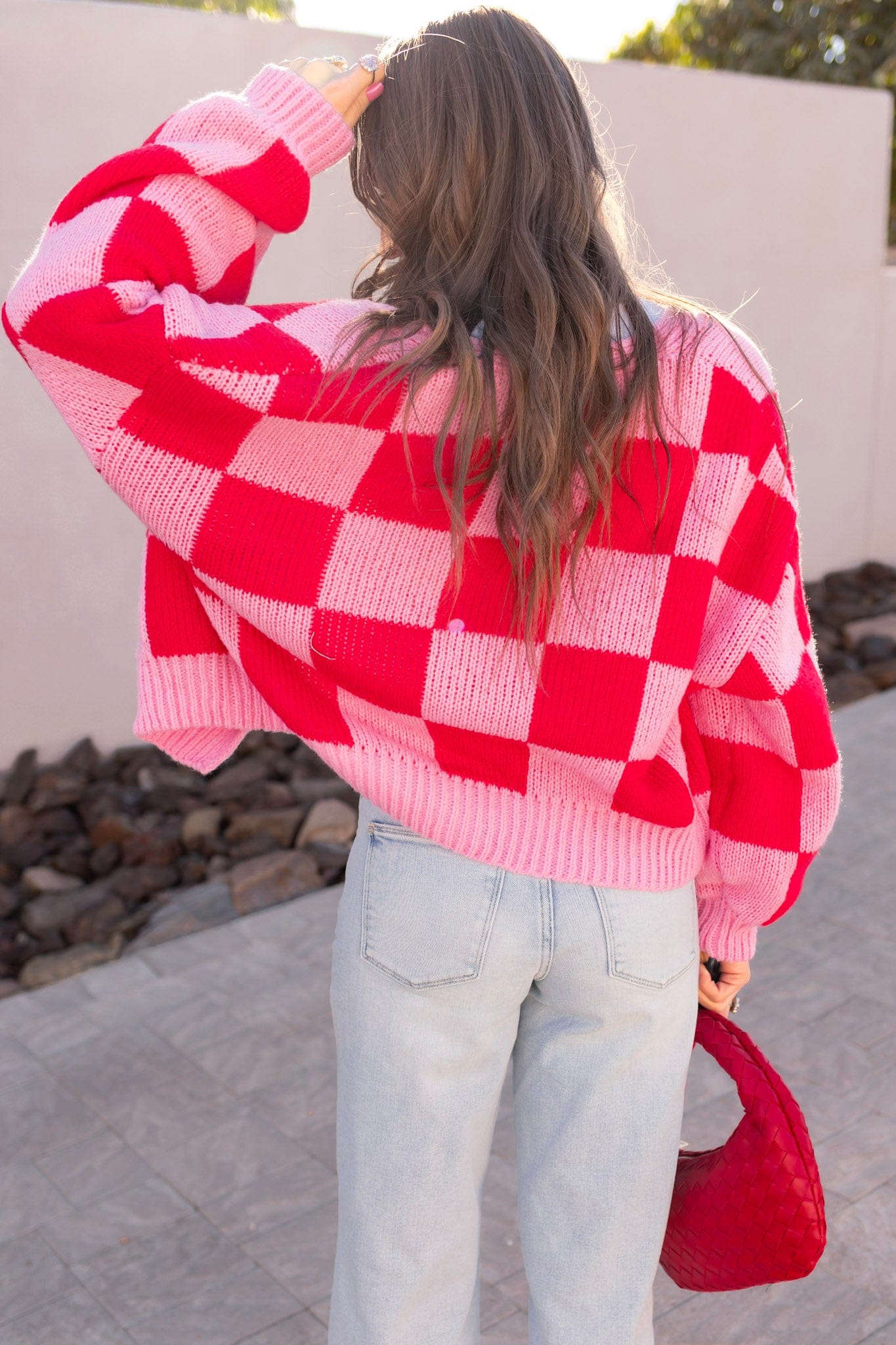 Cupid's Valentine Red & Pink Checker Cardigan