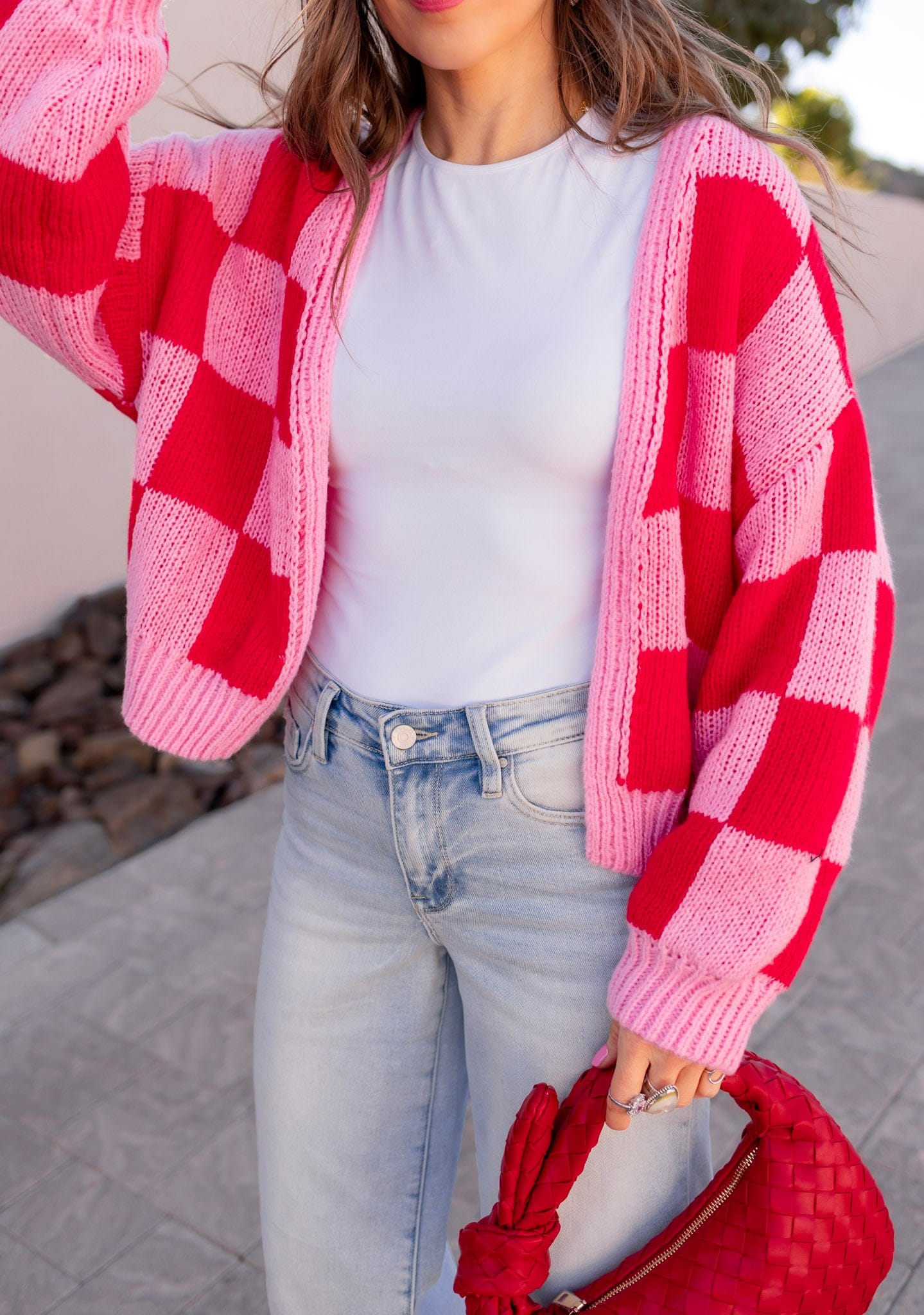 Cupid's Valentine Red & Pink Checker Cardigan