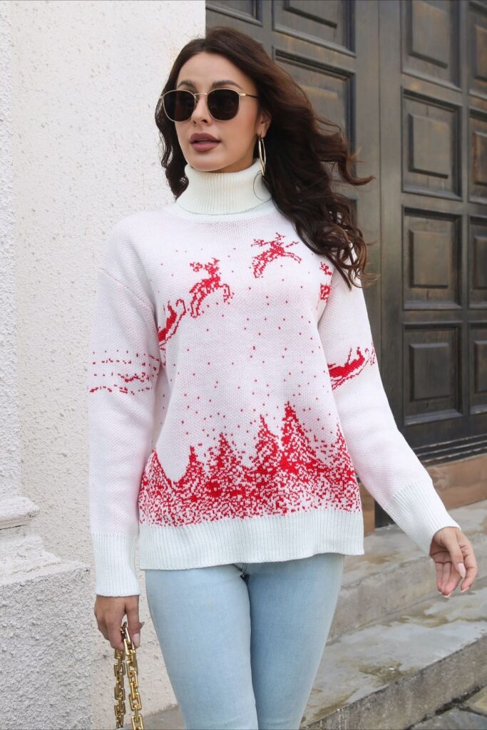 Cozy Color Block Snowflake Print Sweater