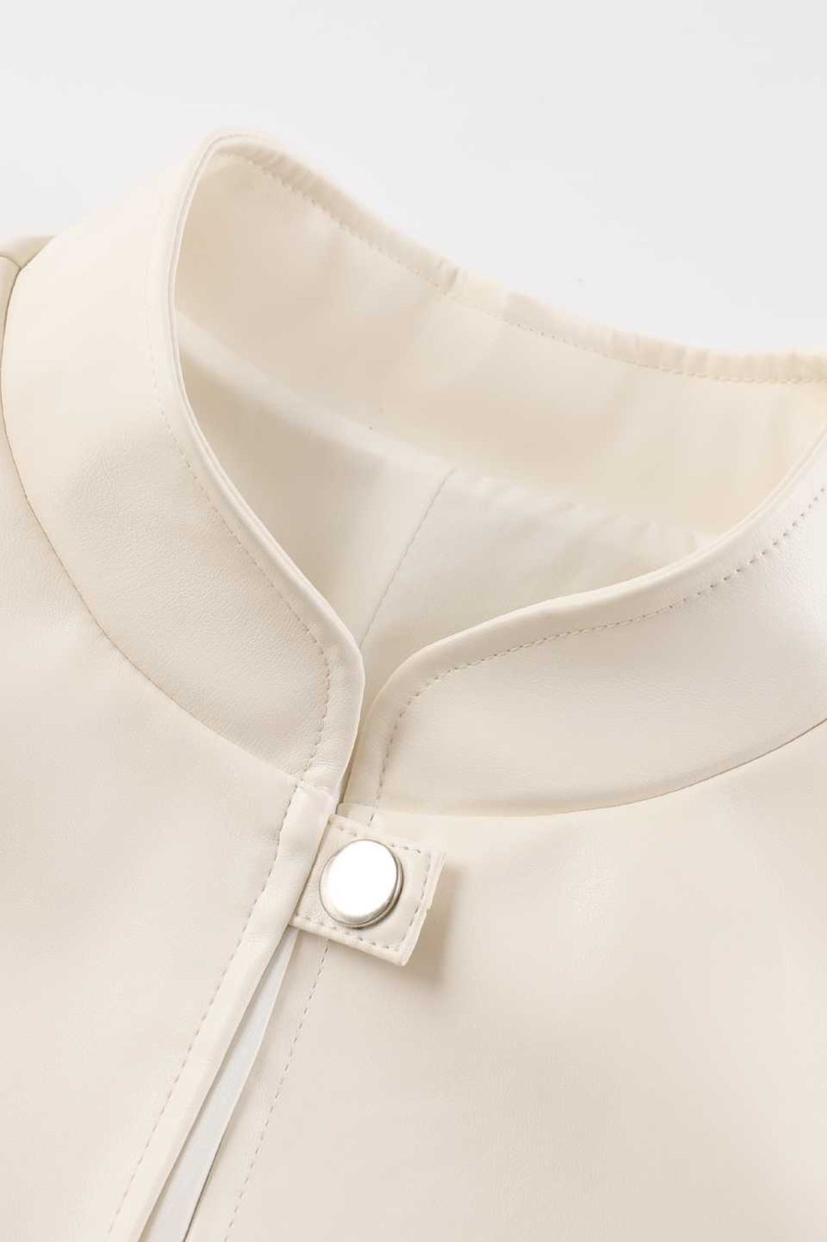 Stand Collar Fitted Leather Jacket