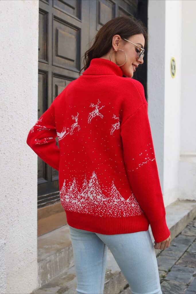 Cozy Color Block Snowflake Print Sweater