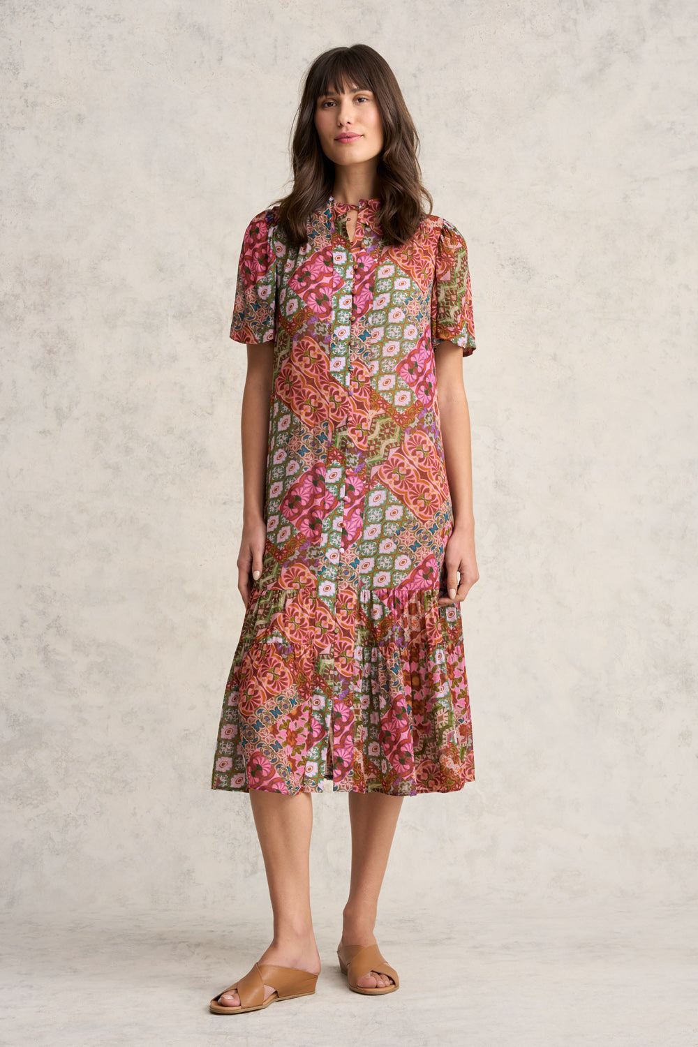 Georgette Flutter Sleeve Dress - Marrakesh Print