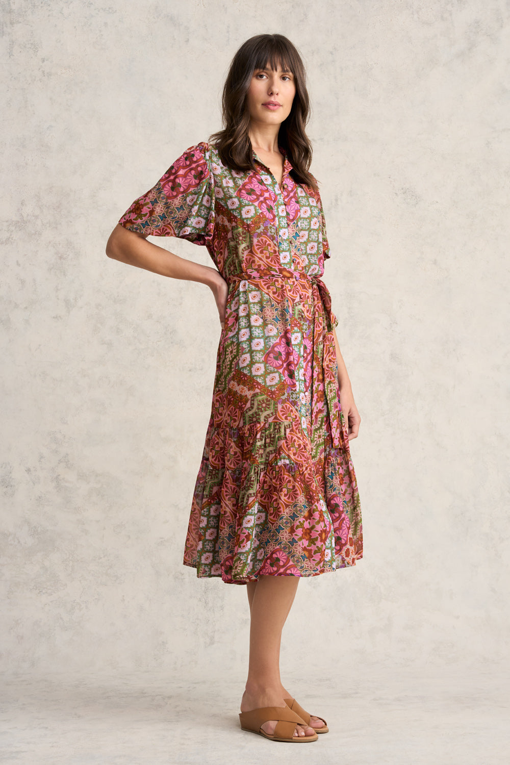 Georgette Flutter Sleeve Dress - Marrakesh Print