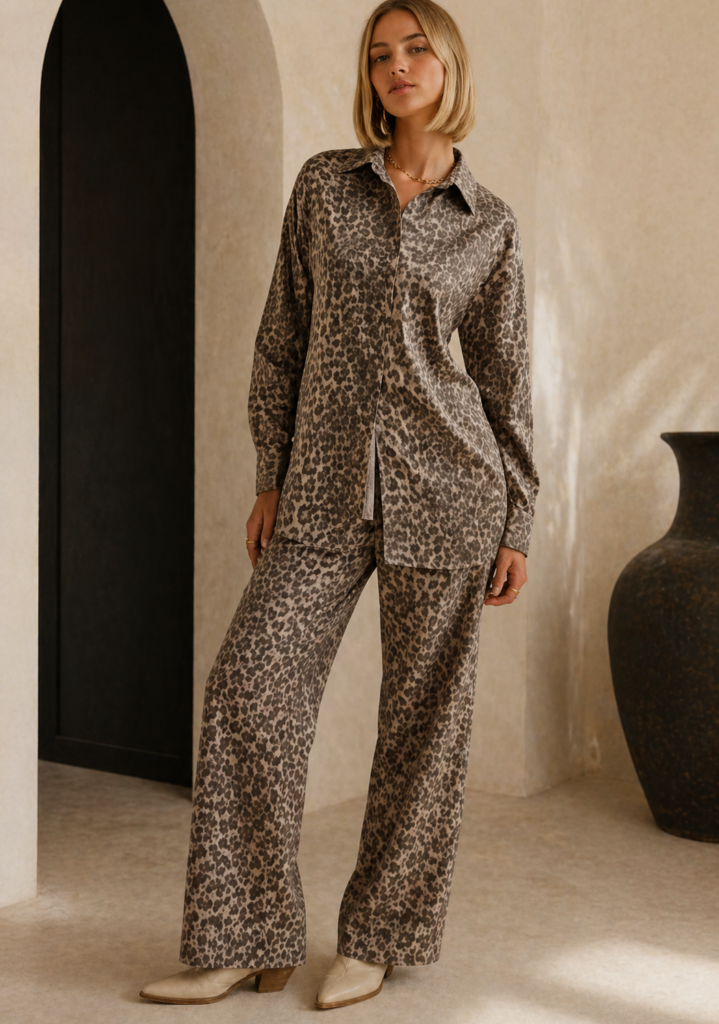 Animal Print Button-Up Shirt