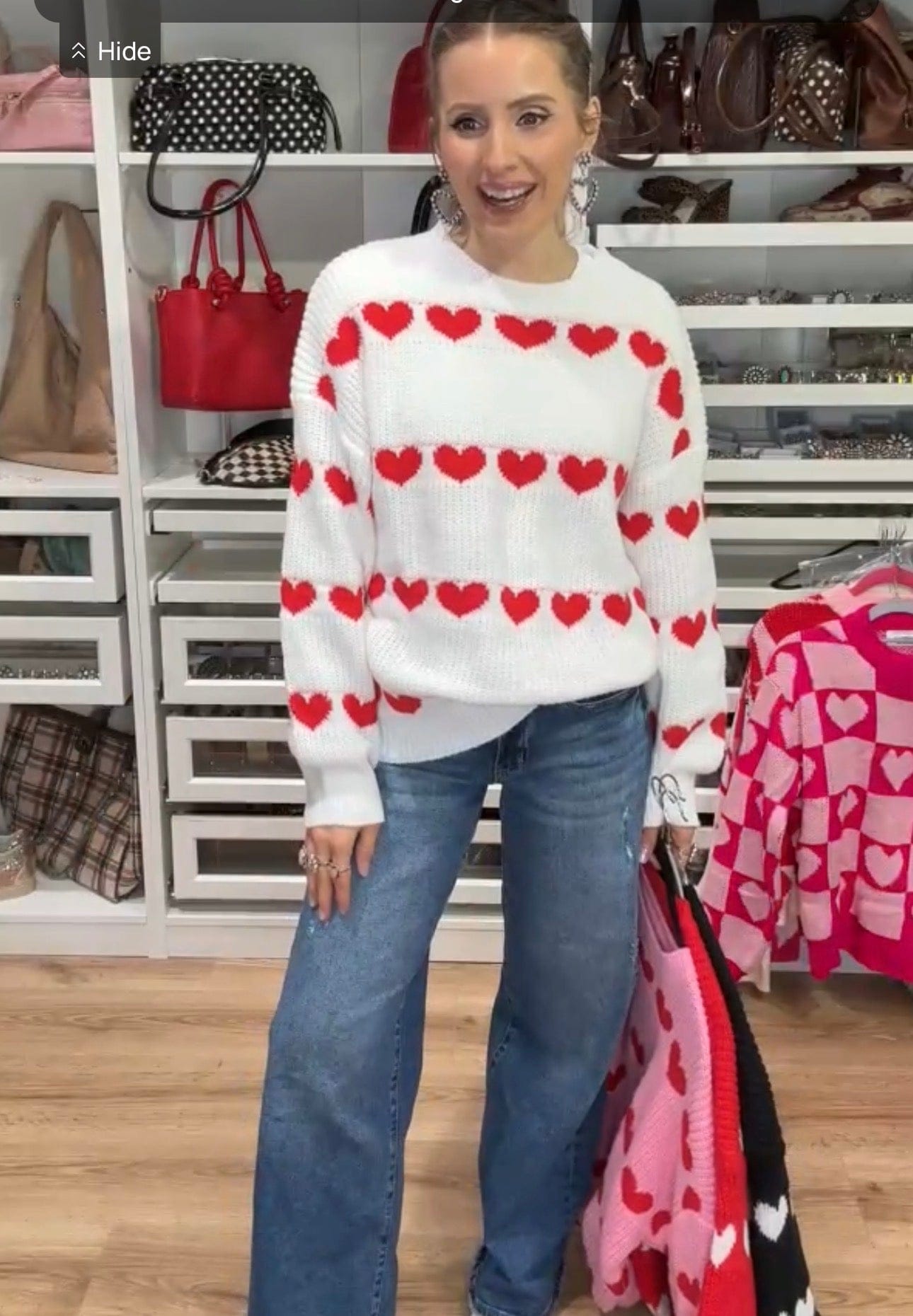 Red Heart Valentine Long Sleeve Knit Sweater