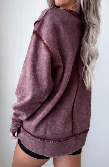 Mineral Wash Exposed Seam Side Slit Sweatshirt