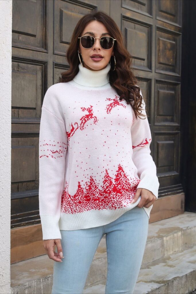 Cozy Color Block Snowflake Print Sweater