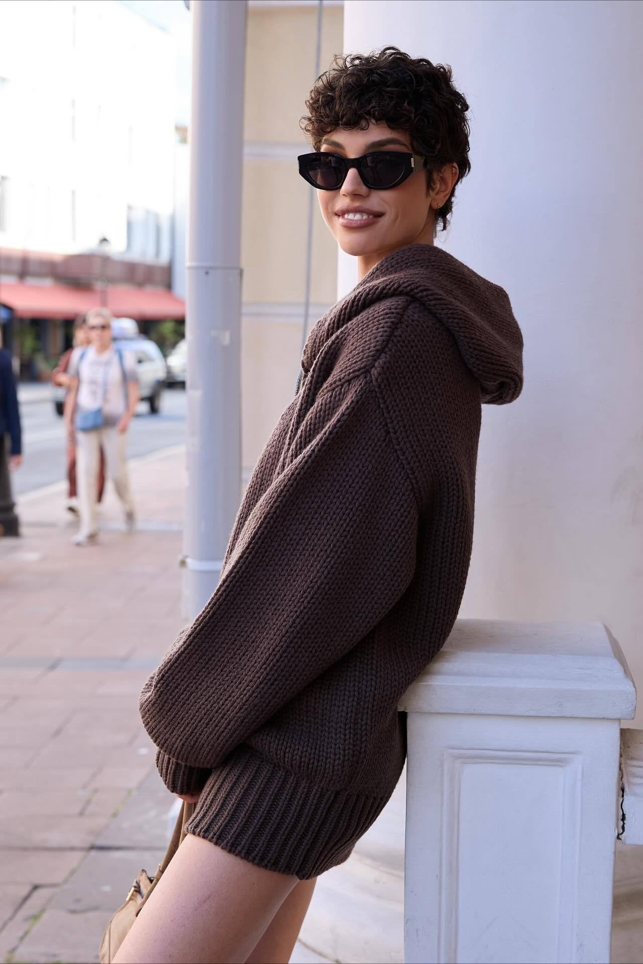Vintage Asymmetrical Zipper Solid Loose Comfort Sweater